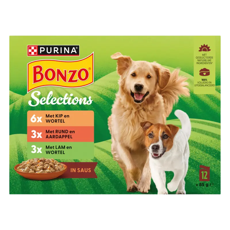 Bonzo Maaltijdzakjes in saus rund, kip, lam