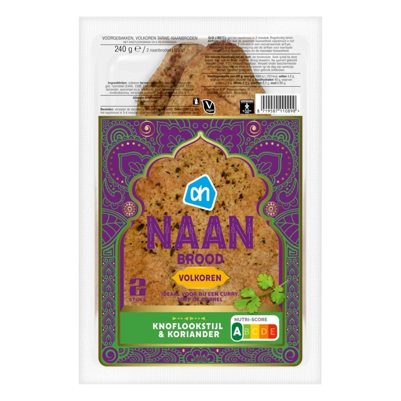 Naanbrood volkoren knofook & koriander