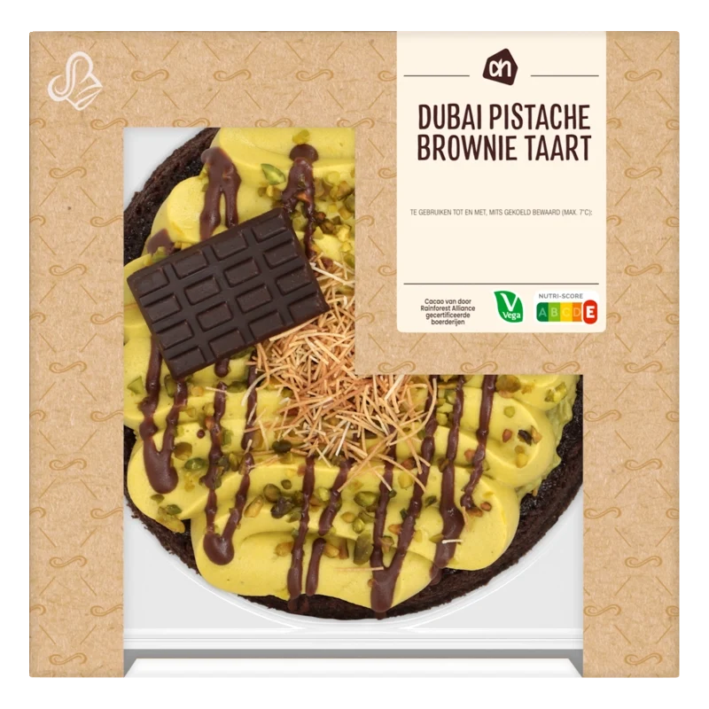 Dubai pistache brownie taart