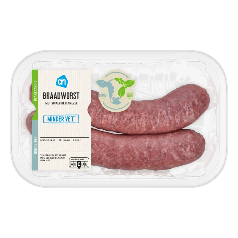 Braadworst minder vet 2 stuks