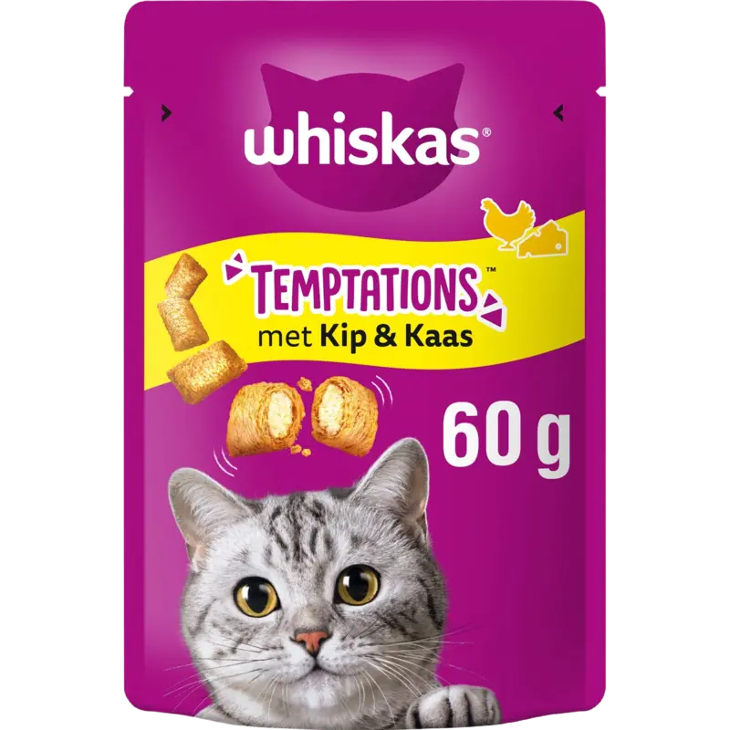 Whiskas Temptations kip & kaas kattensnacks