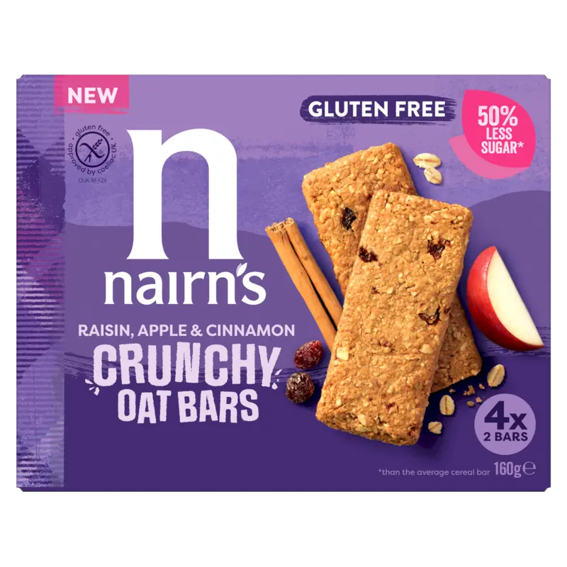 Nairn's Raisin apple & cinnamon crunchy oat bars
