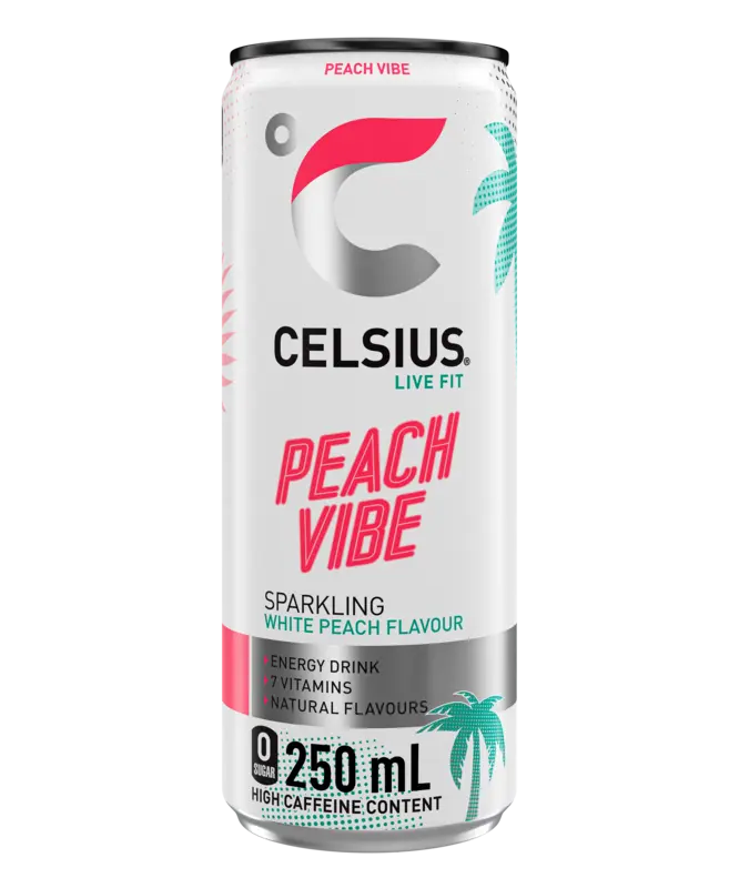 Celsius Sparkling peach vibe