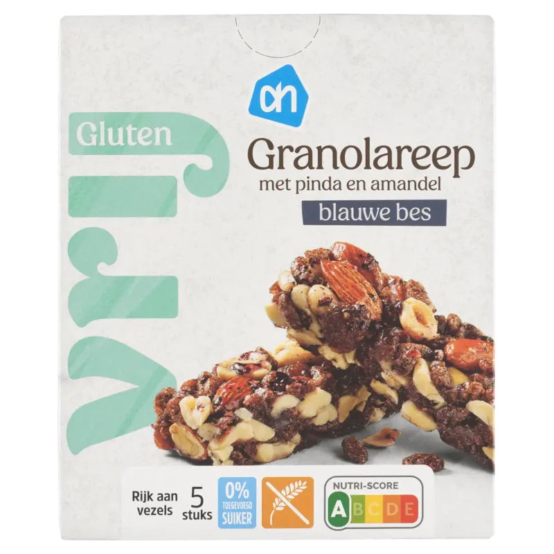Glutenvrij Granolareep pinda en amandel blauwe bes
