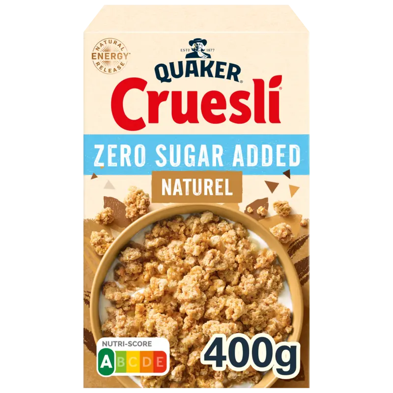 Quaker Cruesli zero sugar added naturel