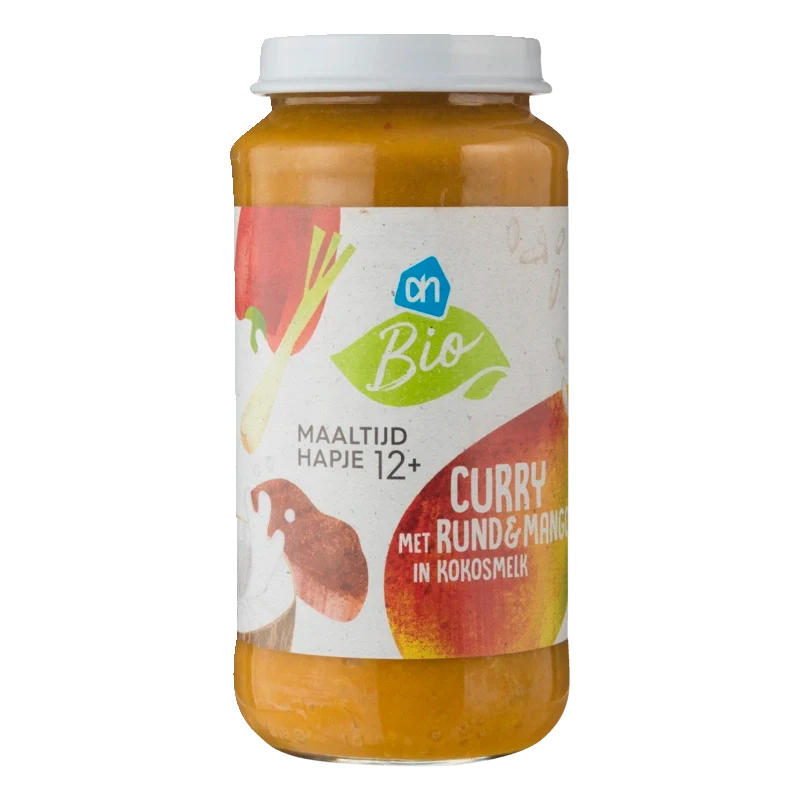 Biologisch Curry met rund en mango in kokos 12m+