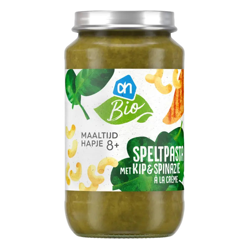 Biologisch Speltpasta met kip en spinazie 8m+