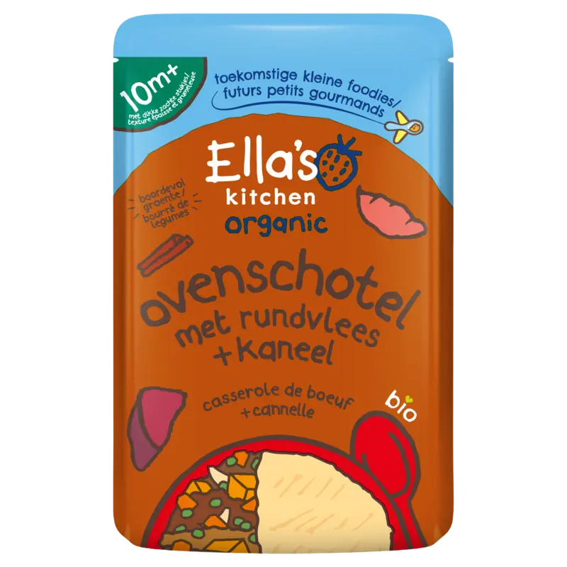 Ella's kitchen Ovenschotel met rundvlees + kaneel 10m+