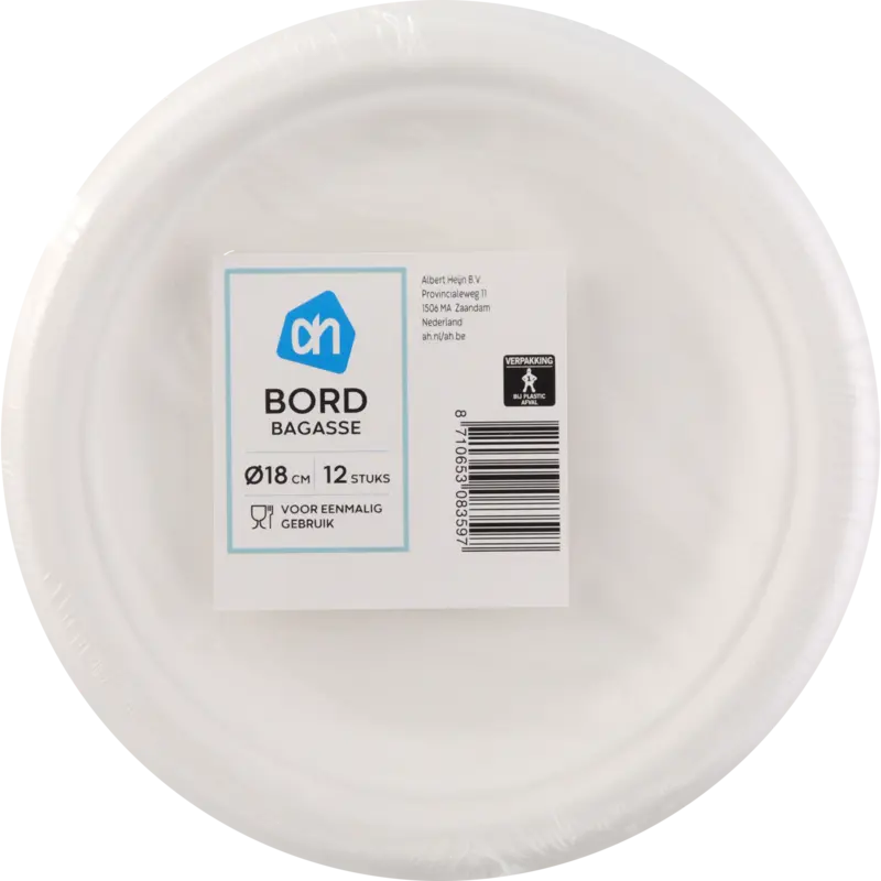 Bord rond wit bagasse 180mm