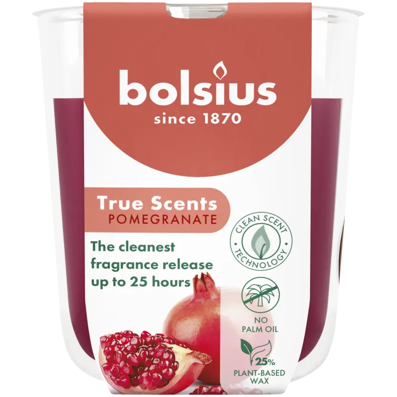 Bolsius True scents geurglas pomegranate 8cm