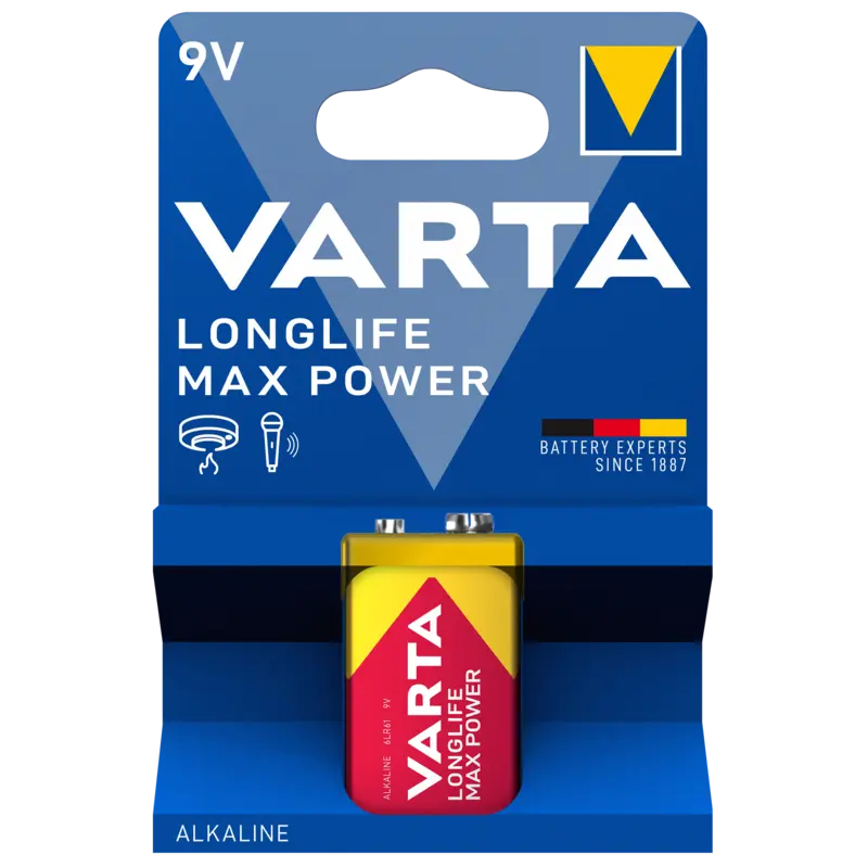 Varta Longlife max power 9V alkaline batterij
