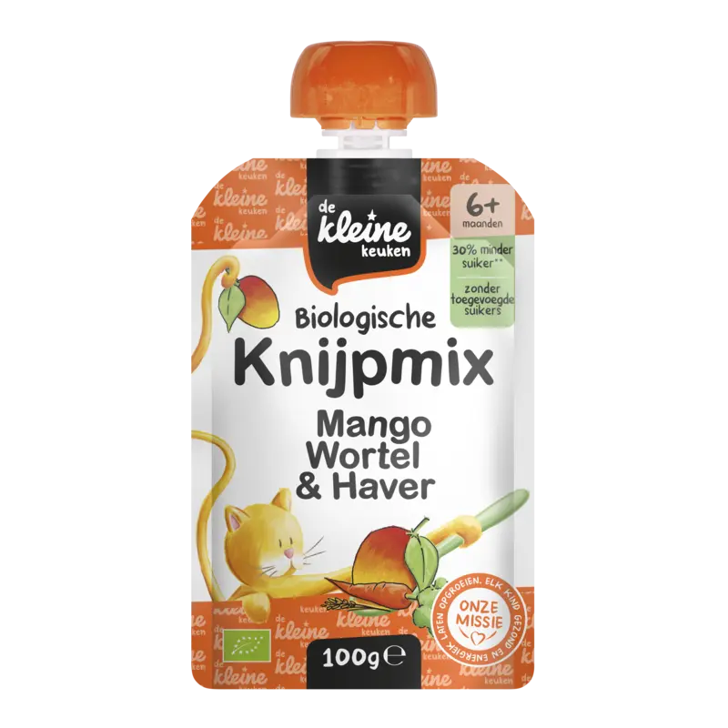 De Kleine Keuken Knijpmix mango wortel & haver 6m+