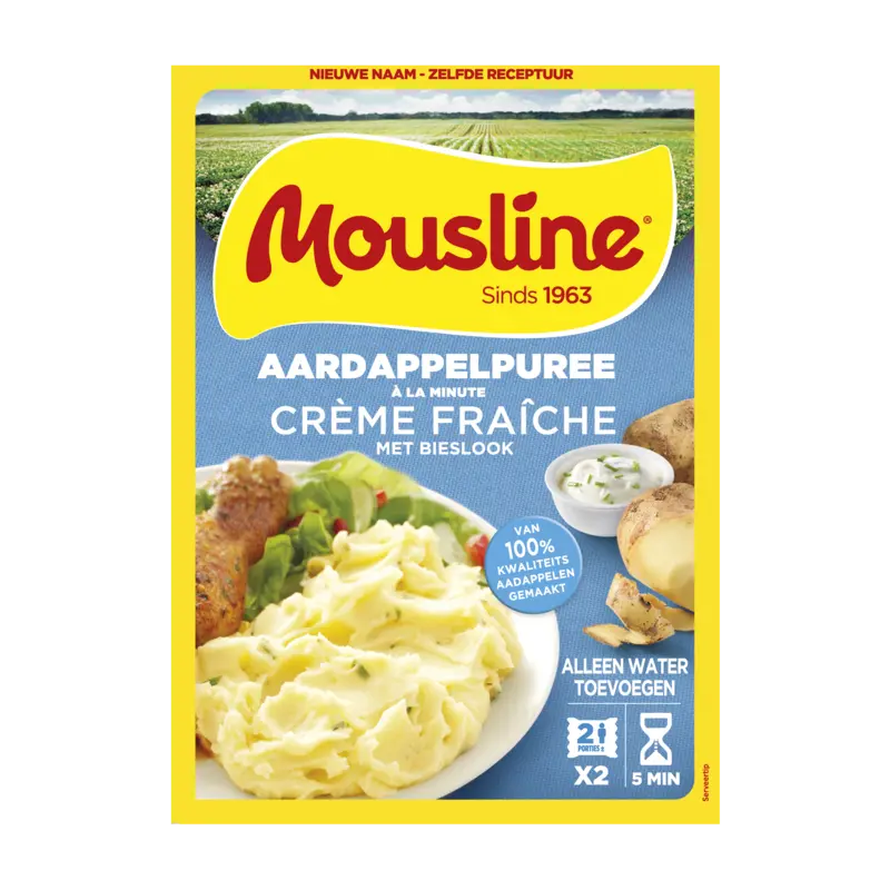 Mousline Aardappelpuree crème fraiche bieslook