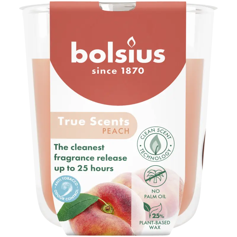 Bolsius True scents geurglas peach 8cm