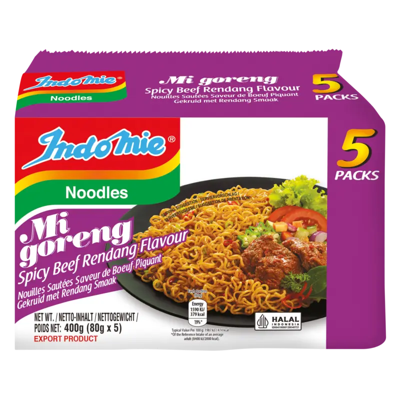 Indo mie Noodles mi goreng spicy beef 5-pack