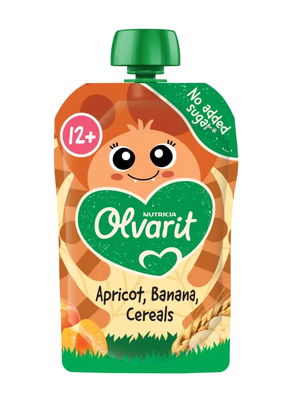 Olvarit Knijpfruit abrikoos banaan granen 12m+