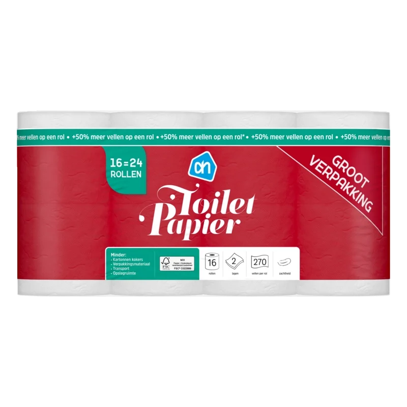 Toiletpapier 2-laags 16=24 rollen