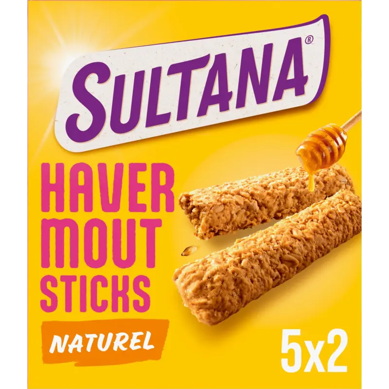 Sultana Havermoutsticks naturel met golden syrup