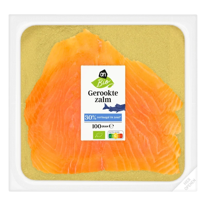 Biologisch Gerookte zalm 30% verlaagd in zout