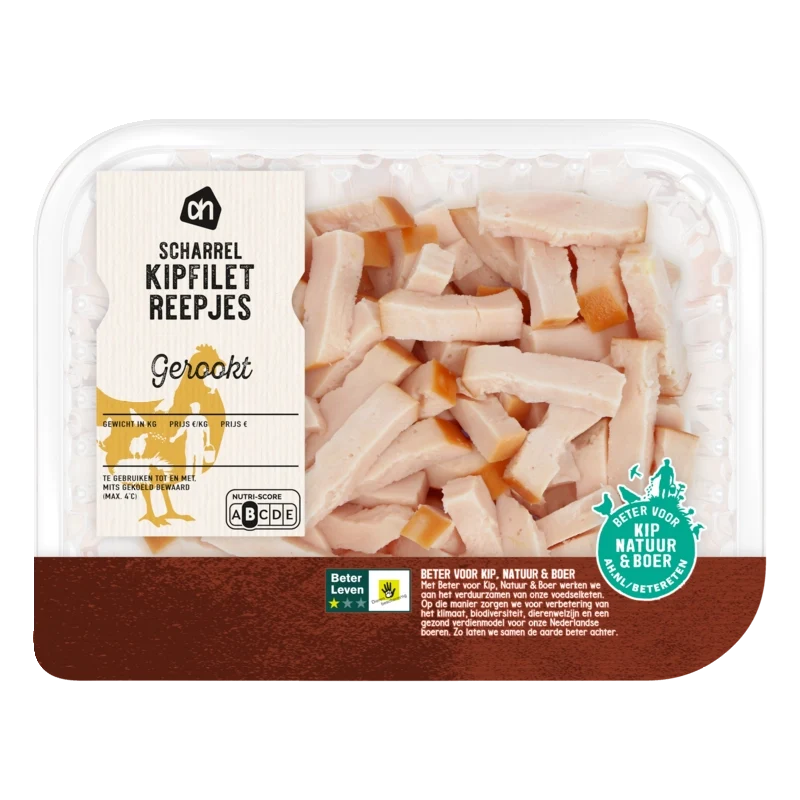Scharrel kipfiletreepjes gerookt