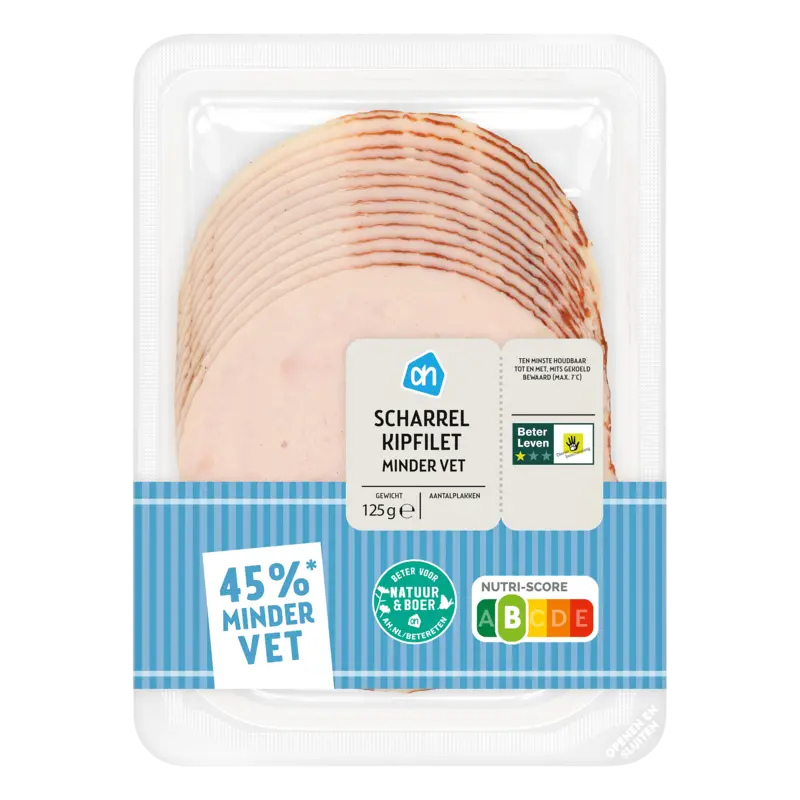 Scharrel kipfilet minder vet