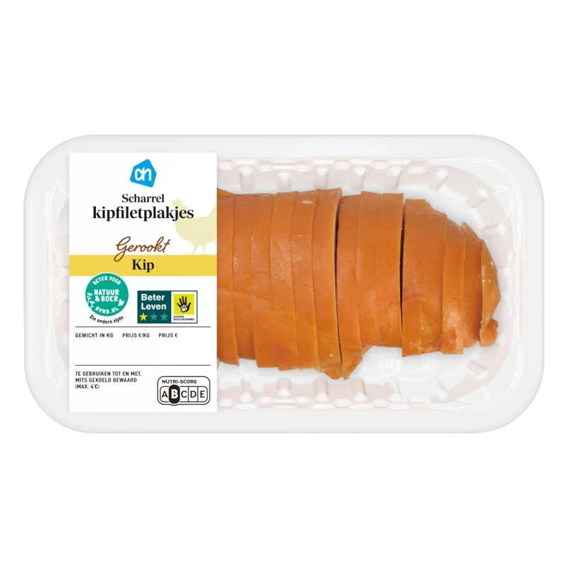 Scharrel gerookte kipfilet plakjes