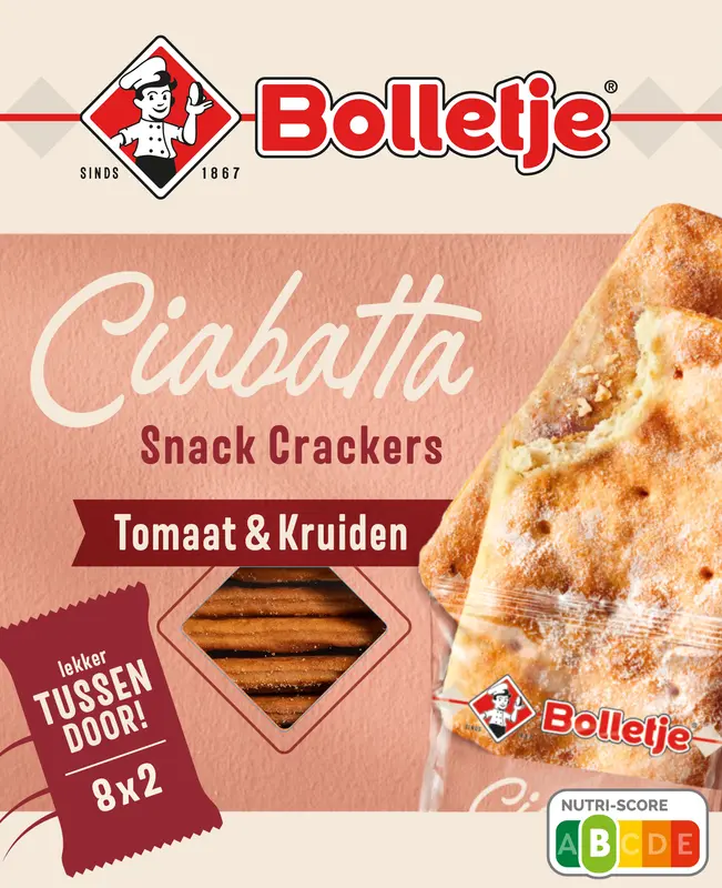 Bolletje Ciabatta crackers tomaat & kruiden