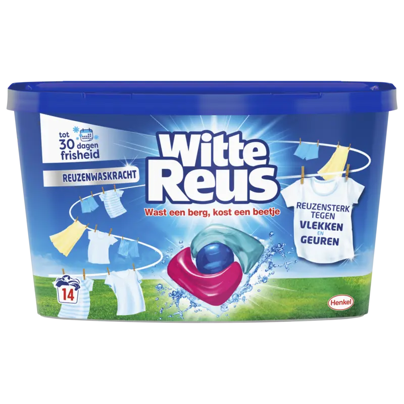 Witte Reus White 3+1 power wasmiddel capsules wit