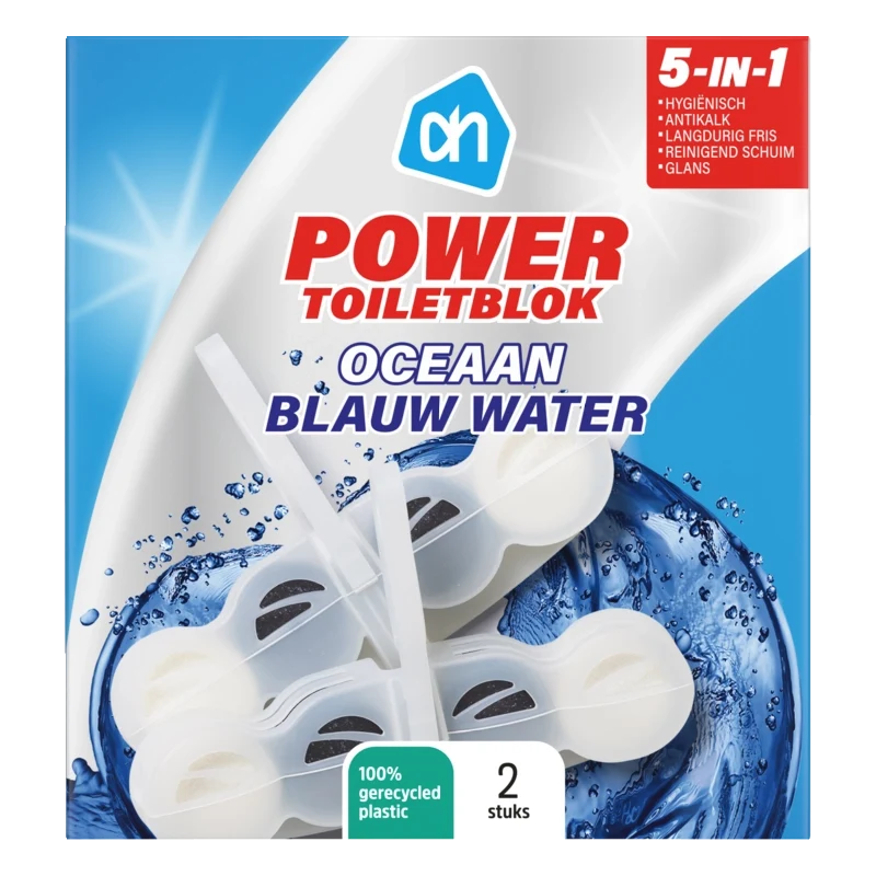 Power toiletblokken oceaan blauw water
