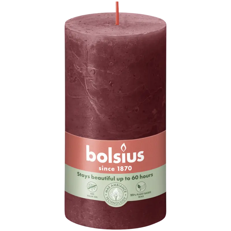 Bolsius Rustieke kaars bordeaux 13cm