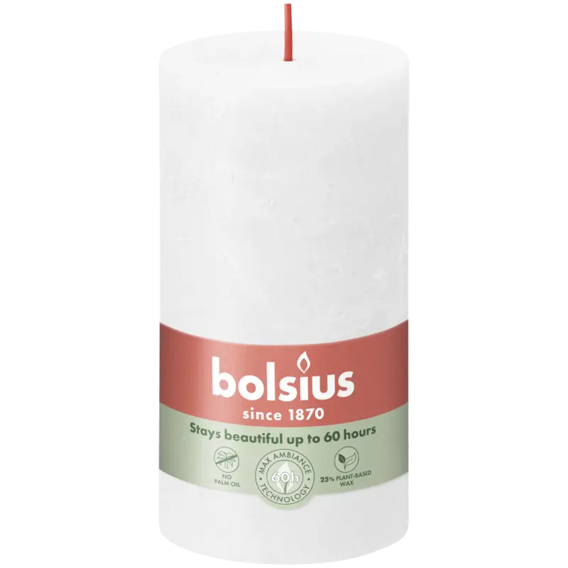 Bolsius Rustieke kaars wit 13cm