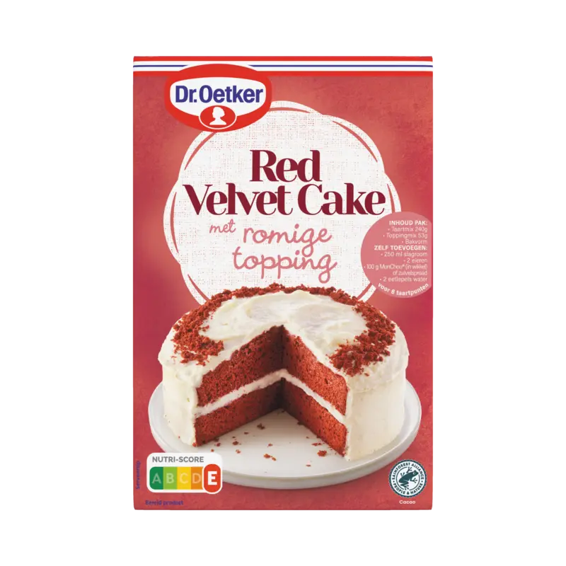 Dr. Oetker Red velvet cake met romige topping