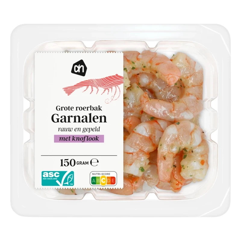 Grote roerbak garnalen rauw & gepeld