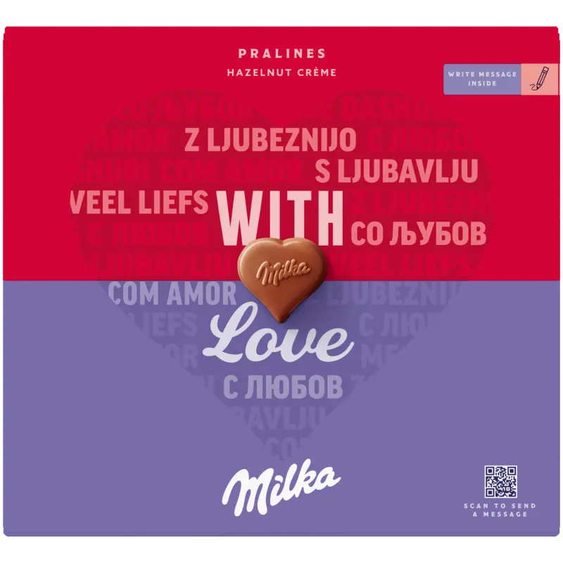 Milka With love pralines hazelnut crème