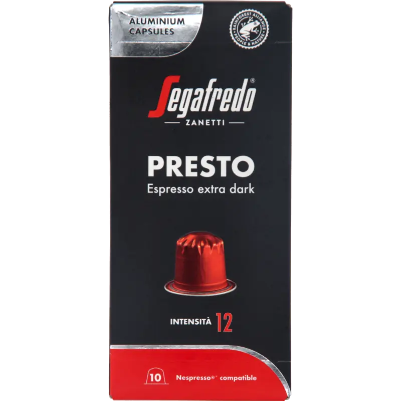 Segafredo Presto espresso extra dark capsules