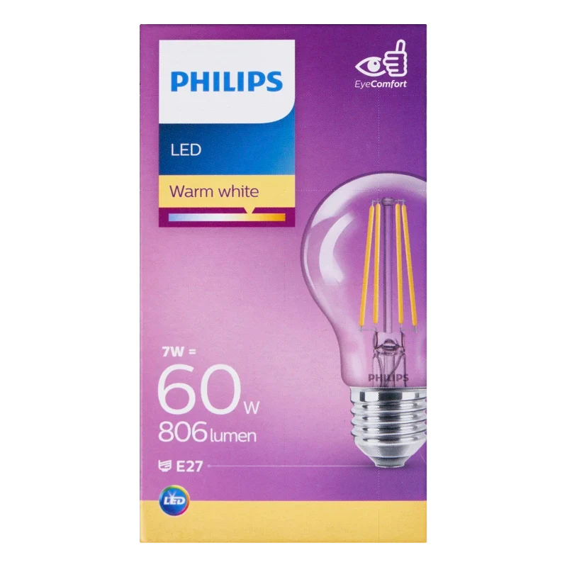Philips Led fil standaard helder E27 60W