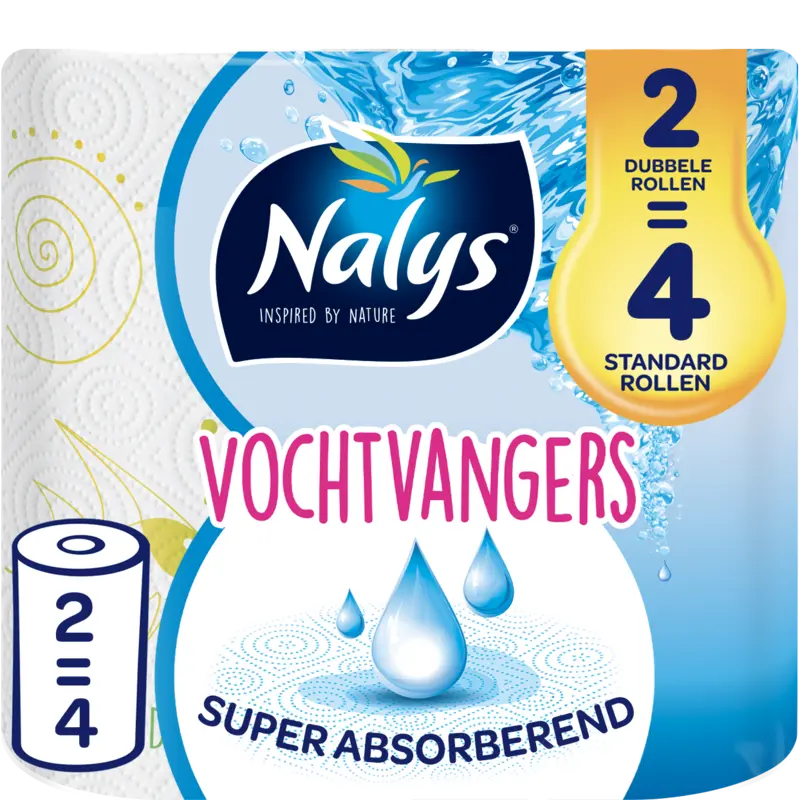 Nalys Vochtvangers keukenpapier 2=4 rol