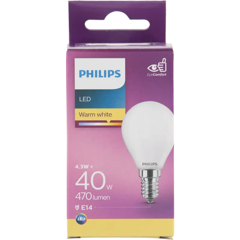 Philips Led fil kogel mat E14 40W