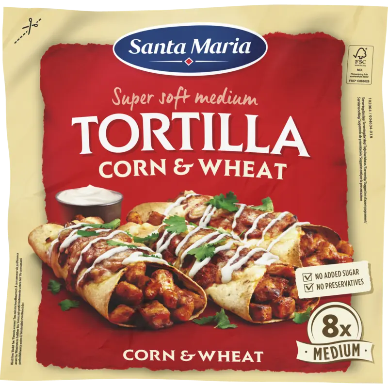 Santa Maria Tortilla wraps corn & wheat medium