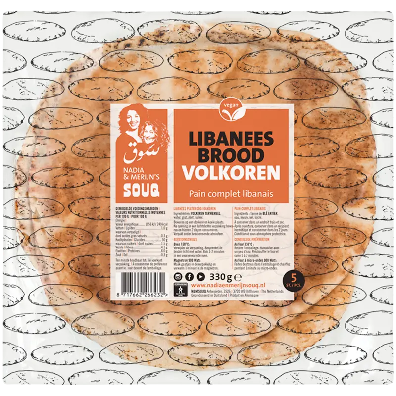 Souq Libanees brood met volkoren tarwemeel
