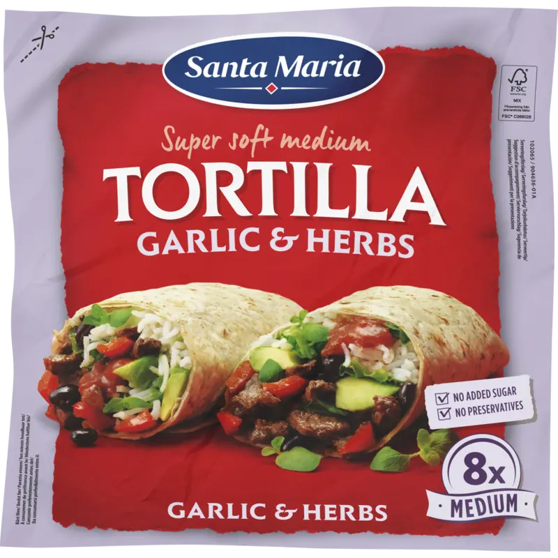 Santa Maria Tortilla wraps garlic & herbs medium