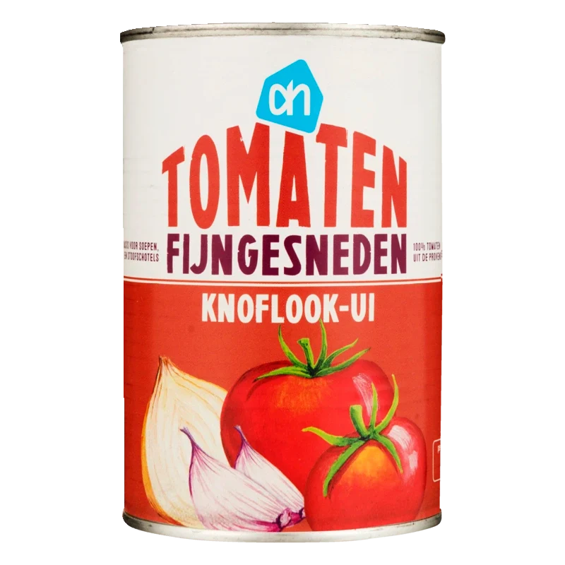 Tomaten fijngesneden knoflook-Ui