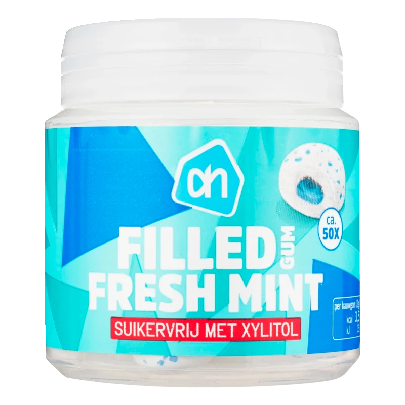 Filled fresh mint gum suikervrij
