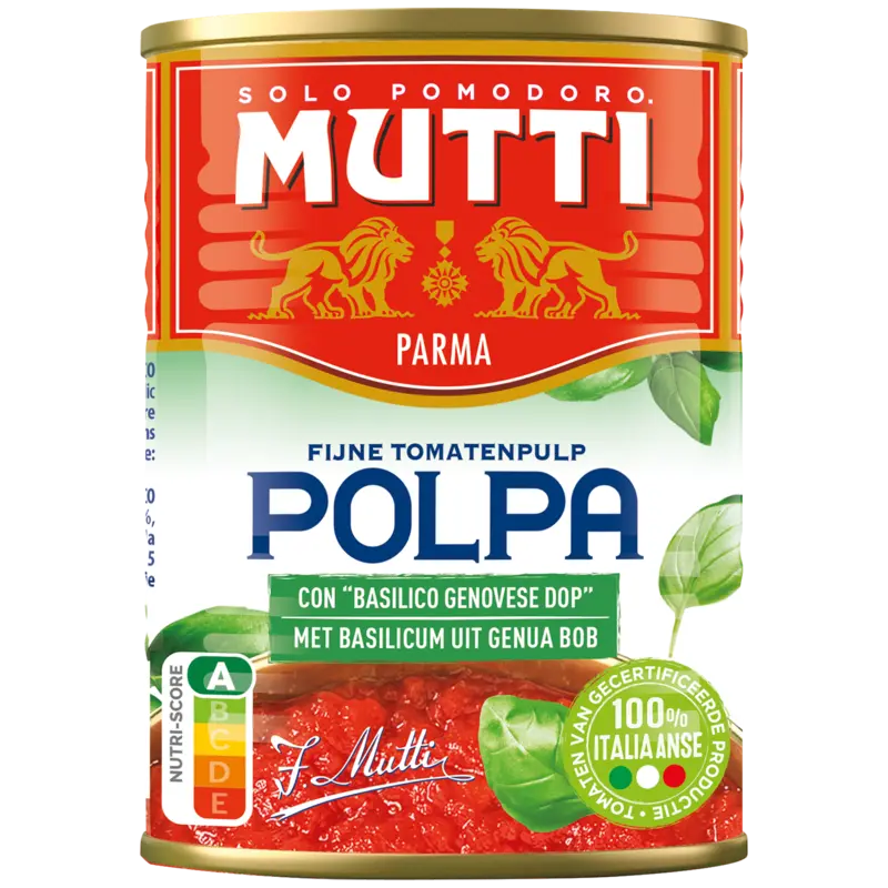 Mutti Polpa fijne tomatenpulp met basilicum