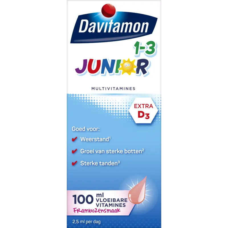 Davitamon Junior multivitamines framboos 1-3 jaar