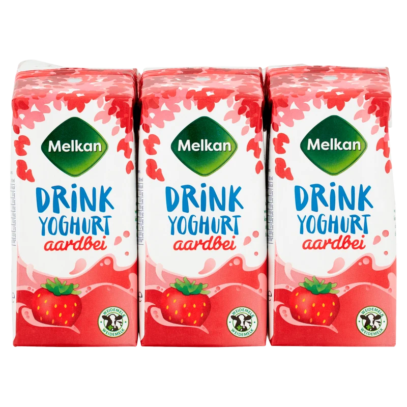 Melkan Drinkyoghurt aardbei mini 6-pack