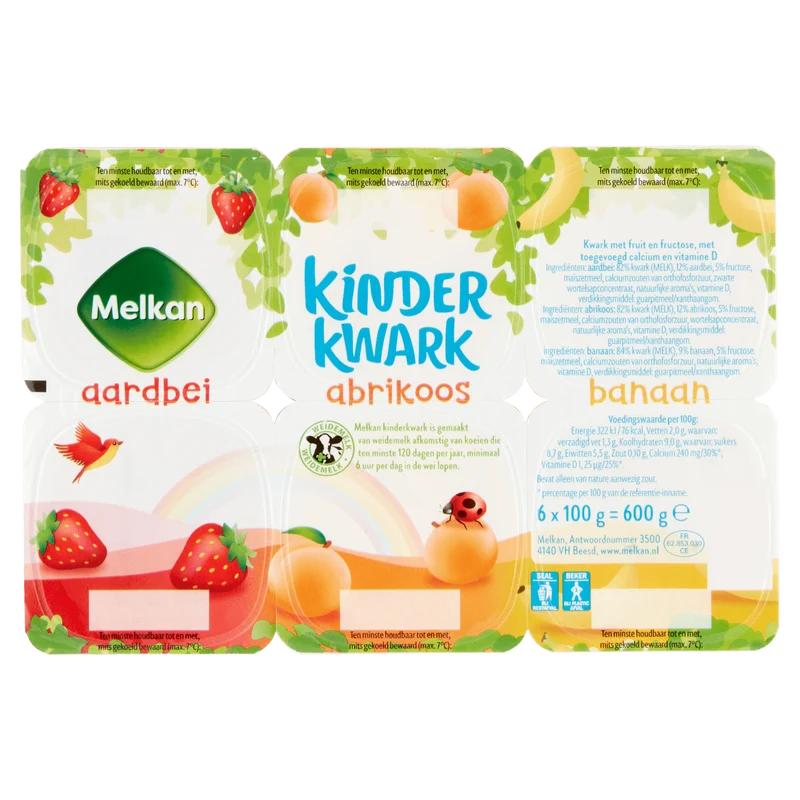 Melkan Toetiemonster Kinderkwark 6 x 100 gram