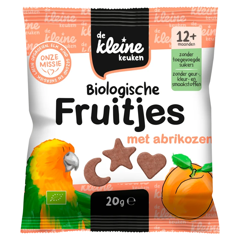 De Kleine Keuken Bio fruitjes met abrikoosjes 12+