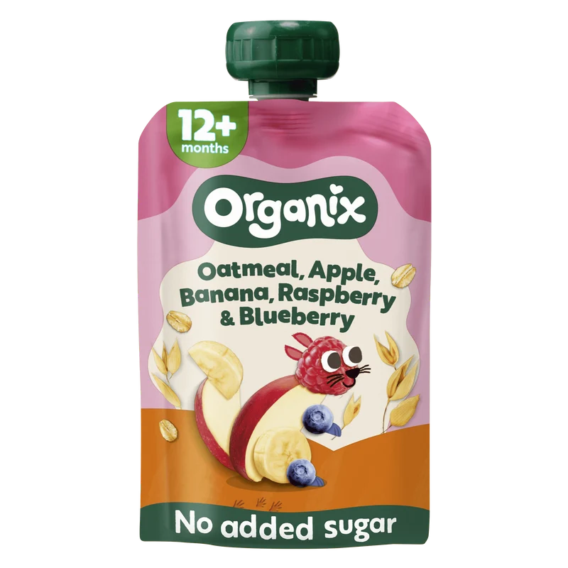 Organix Knijpfruit Haver Appel Banaan 12+m