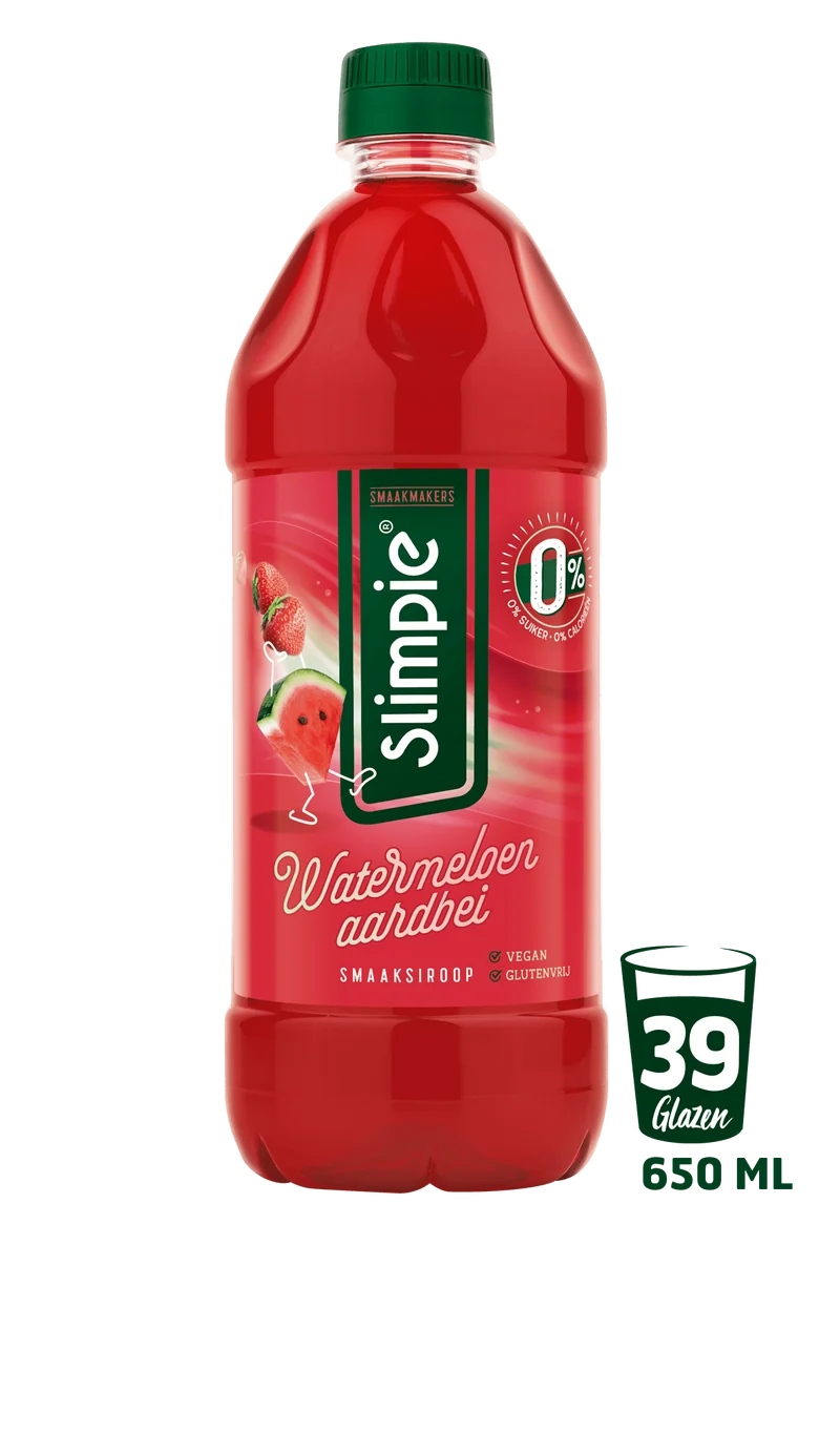 Slimpie Limonadesiroop watermeloen aardbei